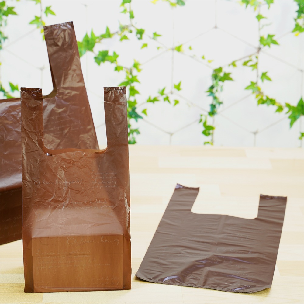 【手提げ袋】エコ PAO レジバッグ フレンチショコラ L30　1,000枚【285×230×480H　バイオマスPE30%配合　無料配布可能　エコ対応　テイクアウト袋　持ち帰り袋】