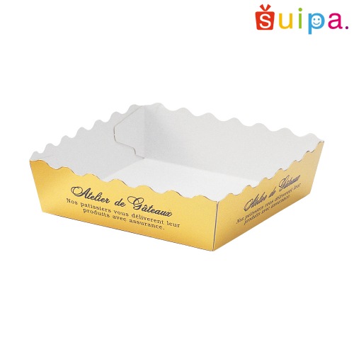 【紙トレー】アラモードトレー ゴールド 3号（アトリエ・ド・ガトー） 500個