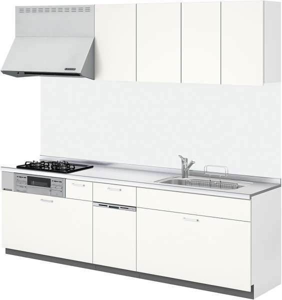 リクシル システムキッチン シエラS 間口255cm 奥行65cm ステンレストップ トレーボードプラン 食器洗い乾燥機付 | システム ...