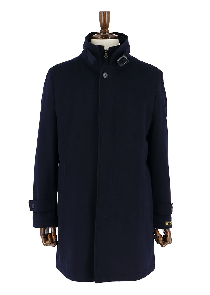 35y076 11 コート メンズ ダブルスタンドカラー コート カシミヤ混 紺 秋冬物 スリム Y体 A体 細身 秋冬物 コート スリムコート スリムスーツ ビジネススーツ 激安のスーツデポ本店