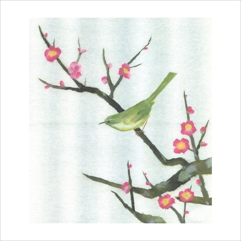 和紙のちぎり絵キット 花鳥風月 春-No.192 梅に鶯 F3サイズ