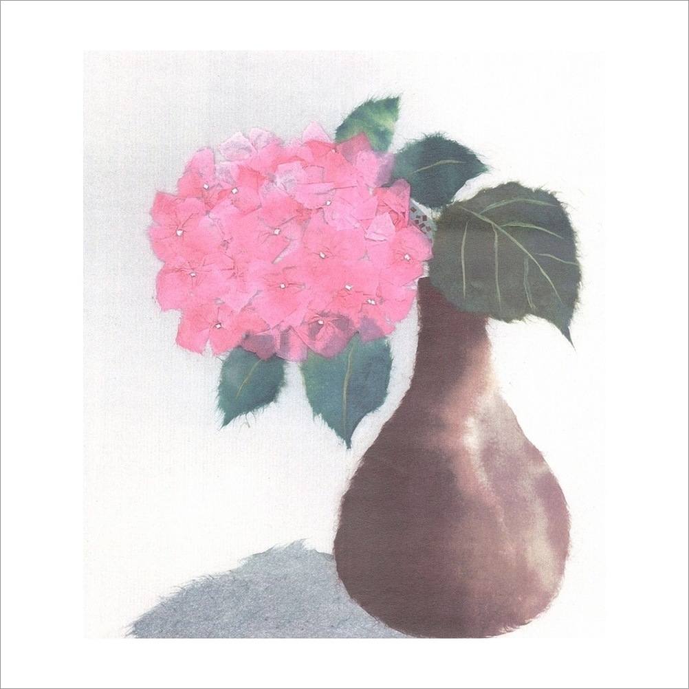 和紙のちぎり絵キット 花鳥風月 夏-No.010 あじさい・かびん F3サイズ