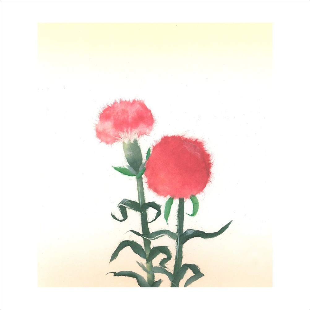 和紙のちぎり絵キット 花鳥風月 夏-No.032 カーネーション F3サイズ