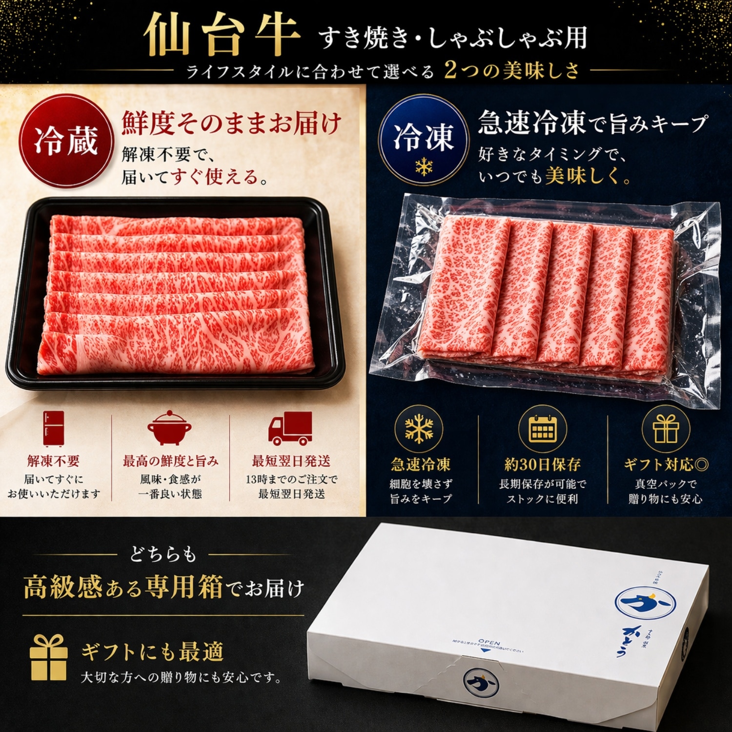 【冷蔵|翌日発送】仙台黒毛和牛ロース すき焼き・しゃぶしゃぶ用 250g(2人前)