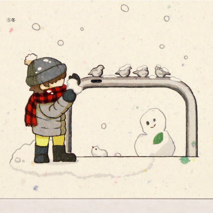 ピコリーノ おりづる再生紙ポストカード(四季) 5枚セット