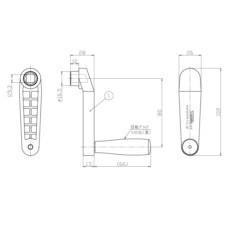 サンポール　FH･FHH用レギュレターハンドル（□9mm用）