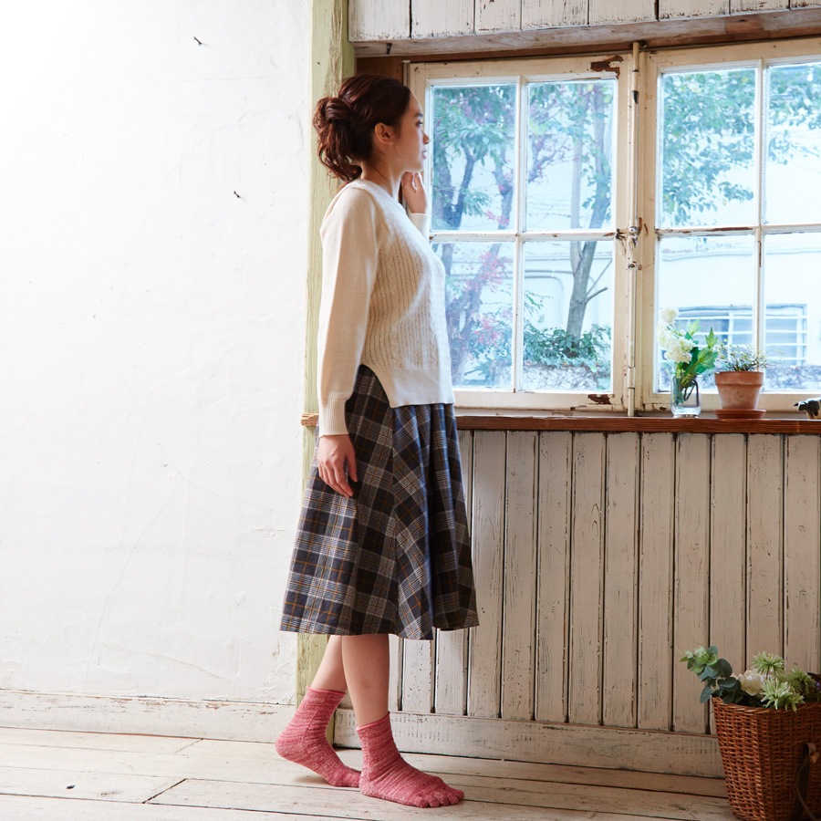 cocoonfit 肌側シルクパイルのふんわり５本指ソックス