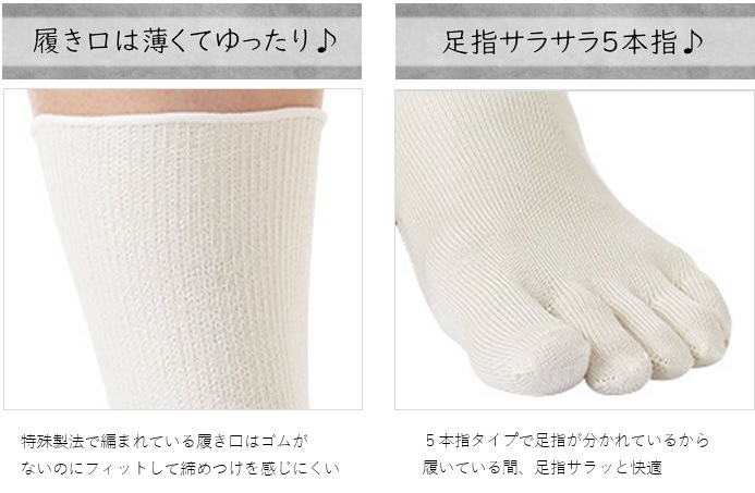 cocoonfit　履きぐちゆったり薄手の５本指ソックス