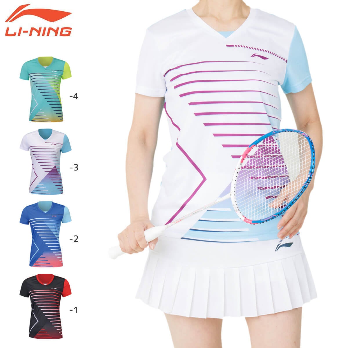 LI-NING AAYS074 ゲームシャツ バドミントンウェア(レディース