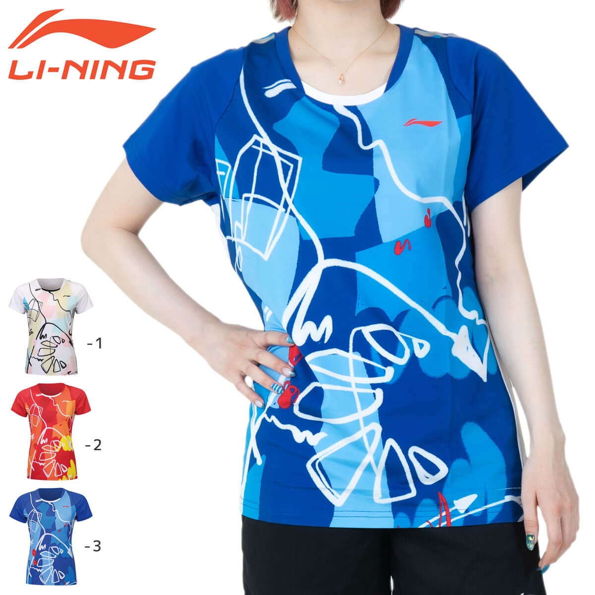 LI-NING AAYS062 ゲームシャツ バドミントンウェア(レディース