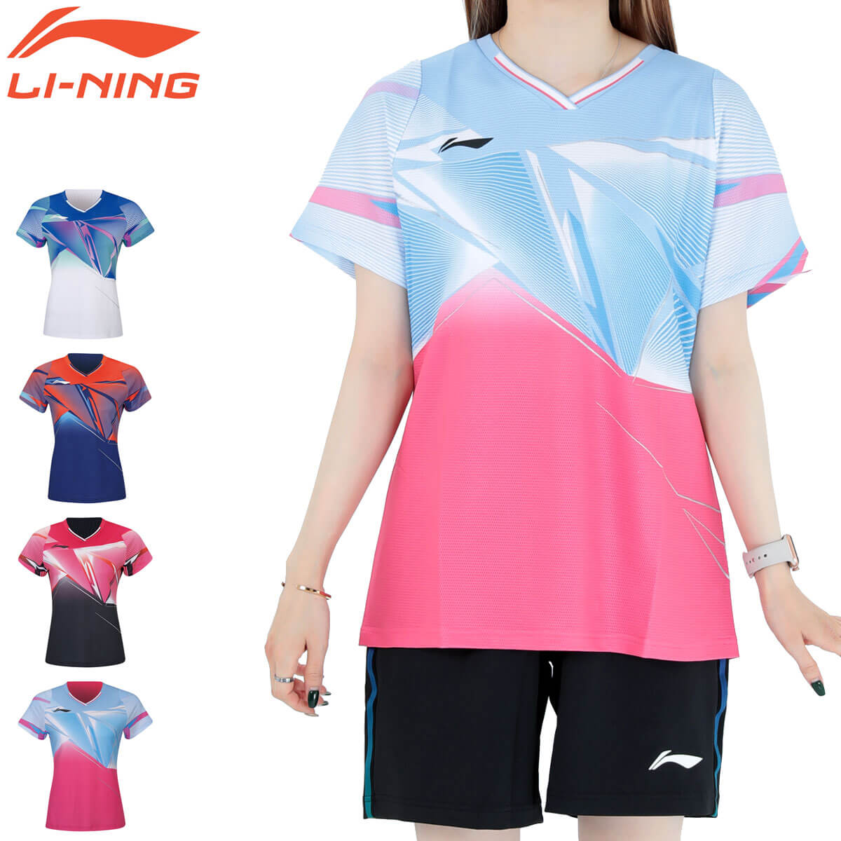 LI-NING AAYS130 ゲームシャツ バドミントンウェア(レディス