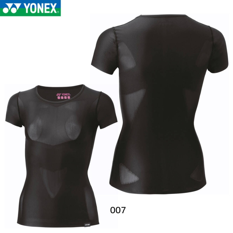 美品 ヨネックス レディース Uネック半袖シャツ ブラック STBA1507 M 0000000345452_QO915rC.jpg