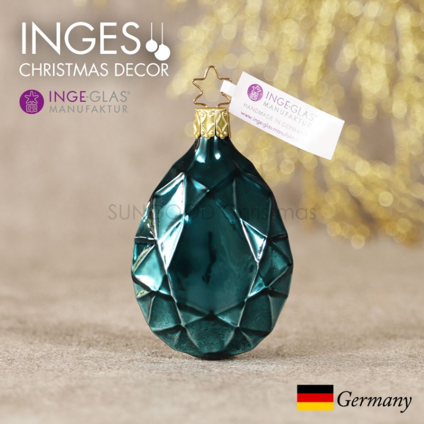 クリスマス オーナメント ダイヤモンドのしずく/ブルーグリーン INGE-GLAS 【A-5】
