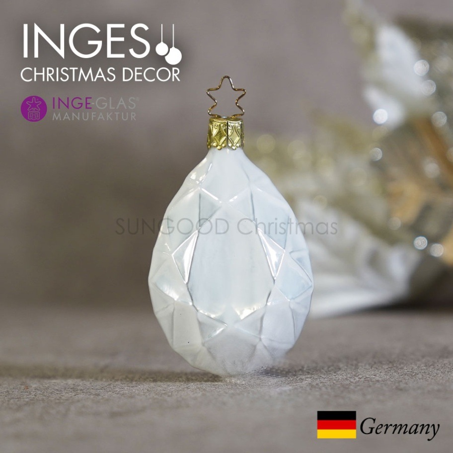 クリスマス オーナメント ダイヤモンドのしずく/ホワイトパール INGE-GLAS 【A-10】