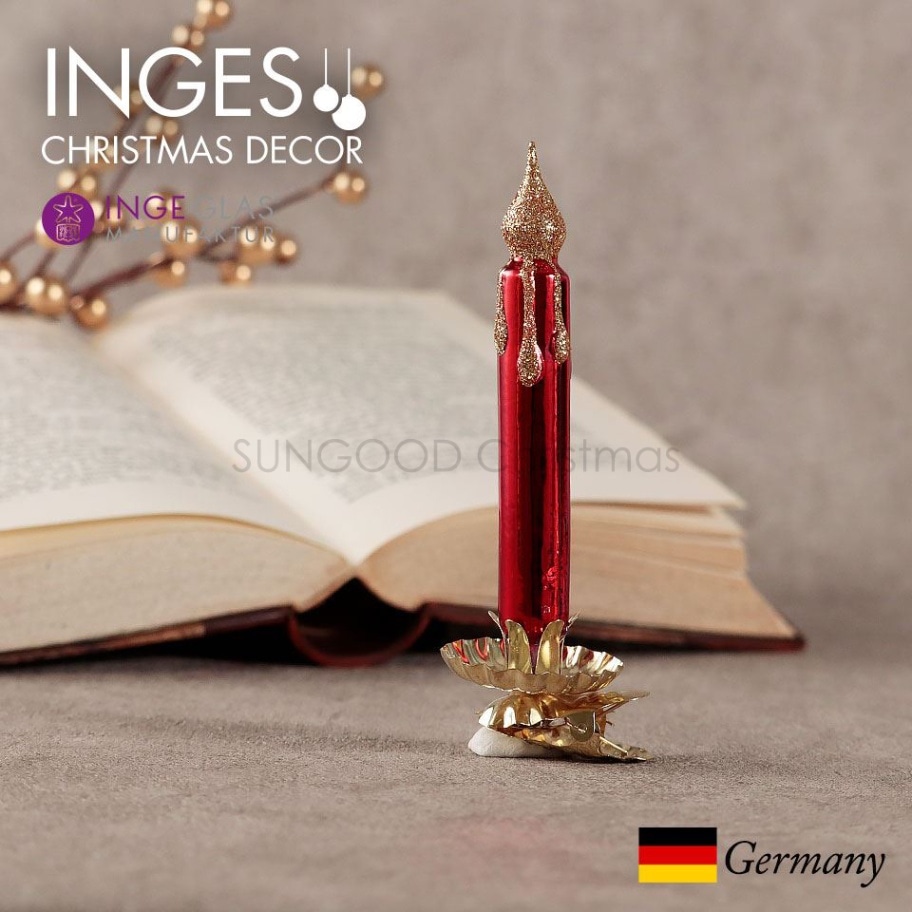 クリスマス オーナメント 北欧 クリスマスキャンドル/レッド インテリア INGE-GLAS 【A-14】