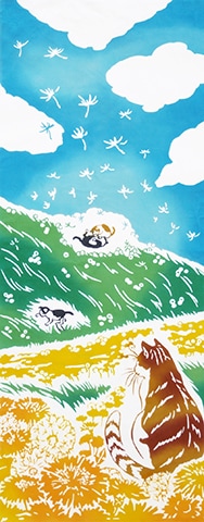 1406　〈和の情景〉たんぽぽに猫