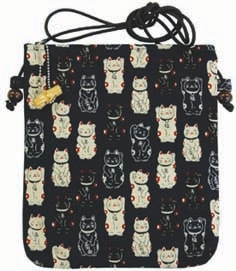 福集め　竹玉付き天ファスナーポシェット　紺