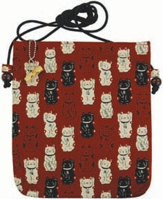 福集め　竹玉付き天ファスナーポシェット　赤