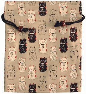 福あつめ　木玉付平巾着　ベージュ