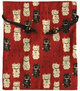 福あつめ　木玉付平巾着　赤