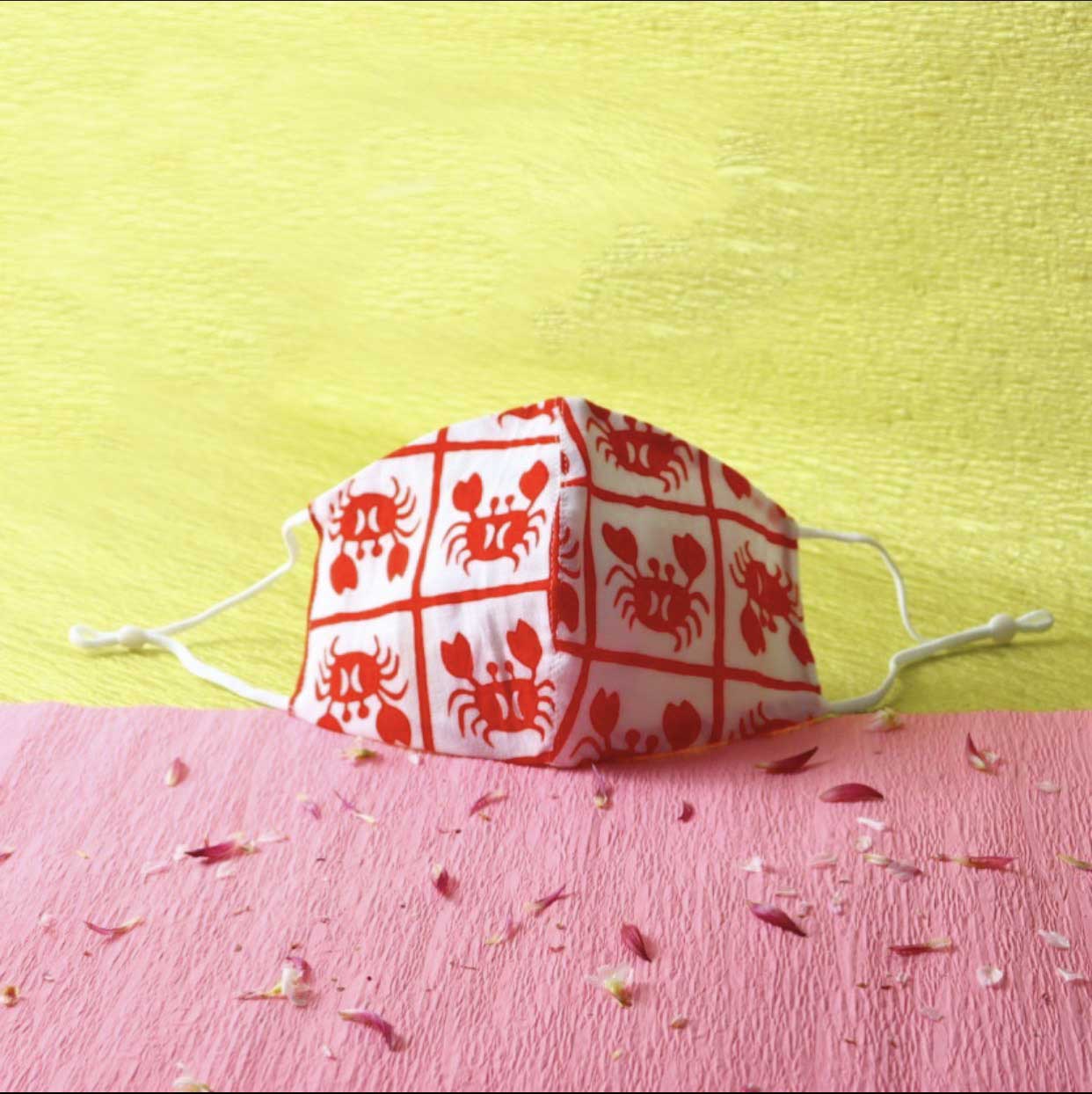 梨園染めマスク　蟹文様