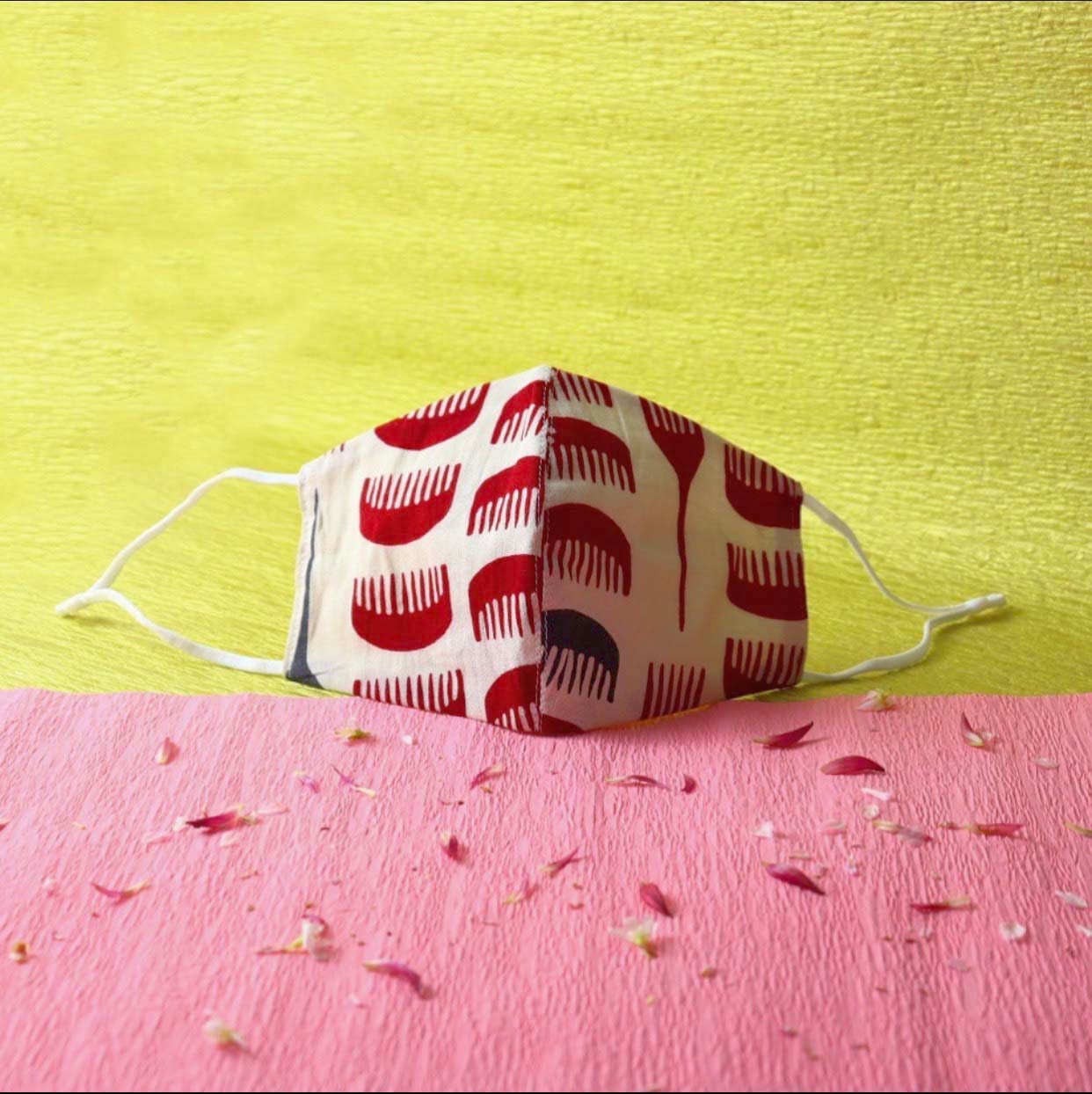 梨園染めマスク　櫛