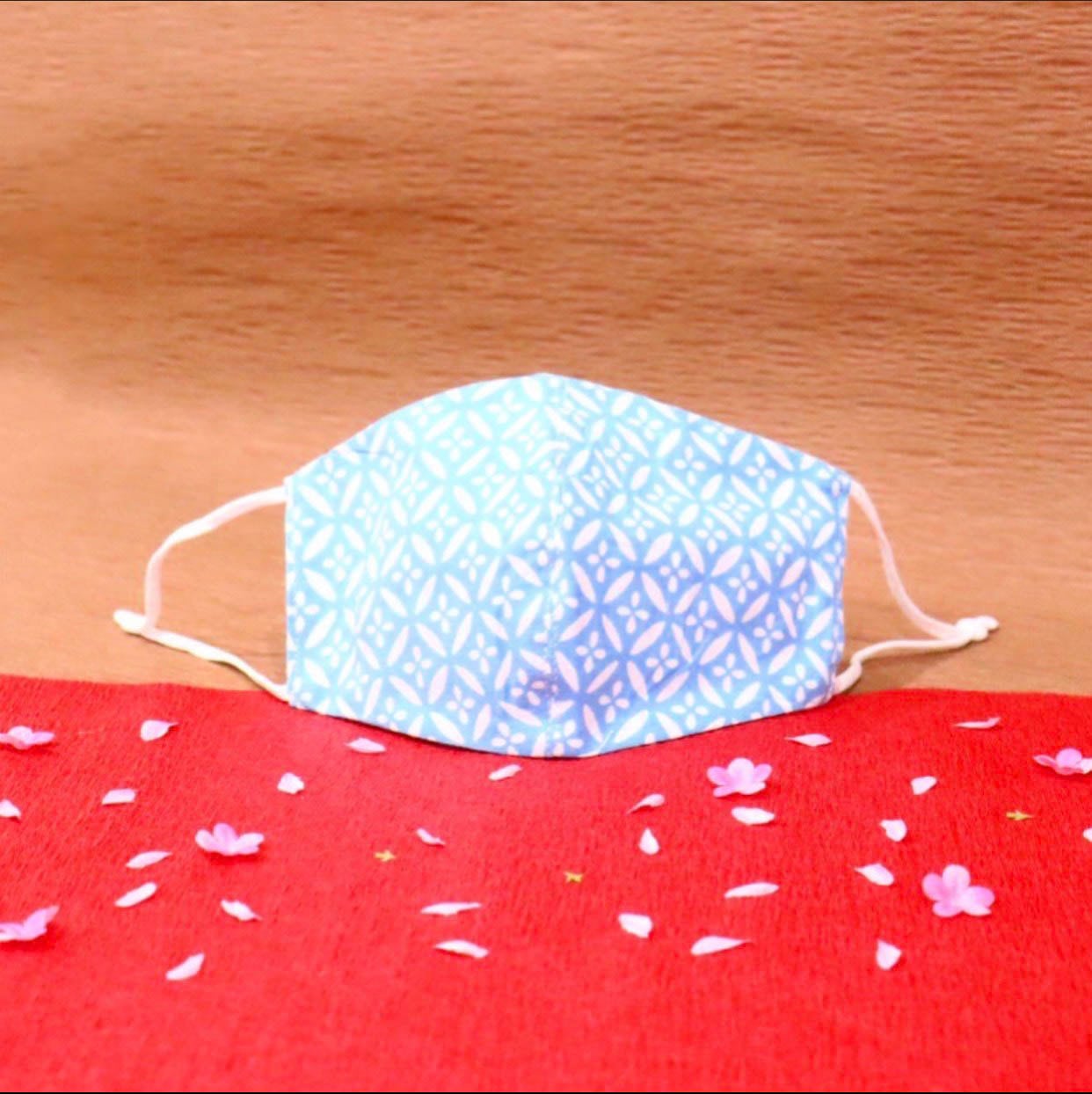 梨園染めマスク　花七宝