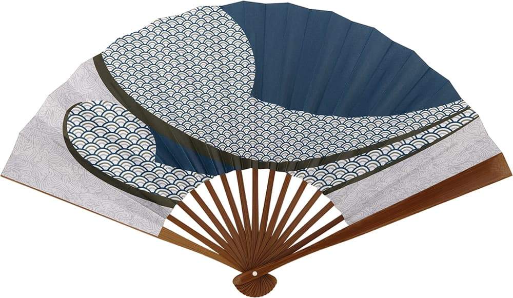 江戸扇子 No.27　両面柄　青海波　青