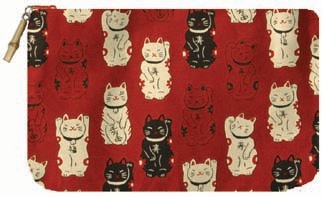 福集め　竹玉付角平ポーチ　赤