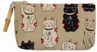 福集め　竹玉付ファスナー小銭入　ベージュ