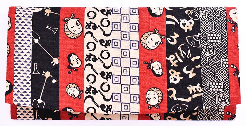 時代小紋　札入れ　赤