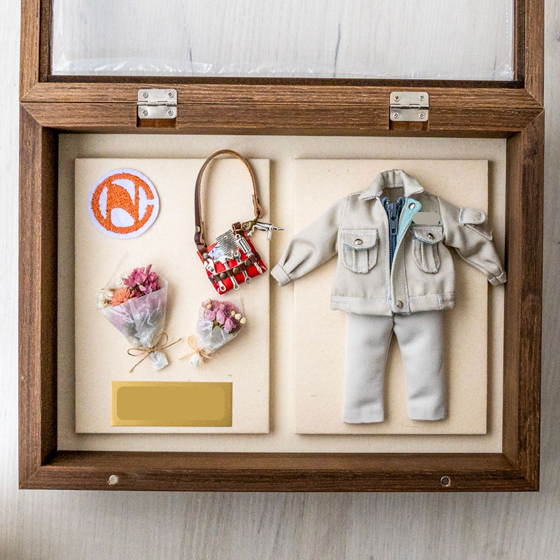 作業着リメイク ミニチュアにして飾る【ボックスフレーム】オーダー