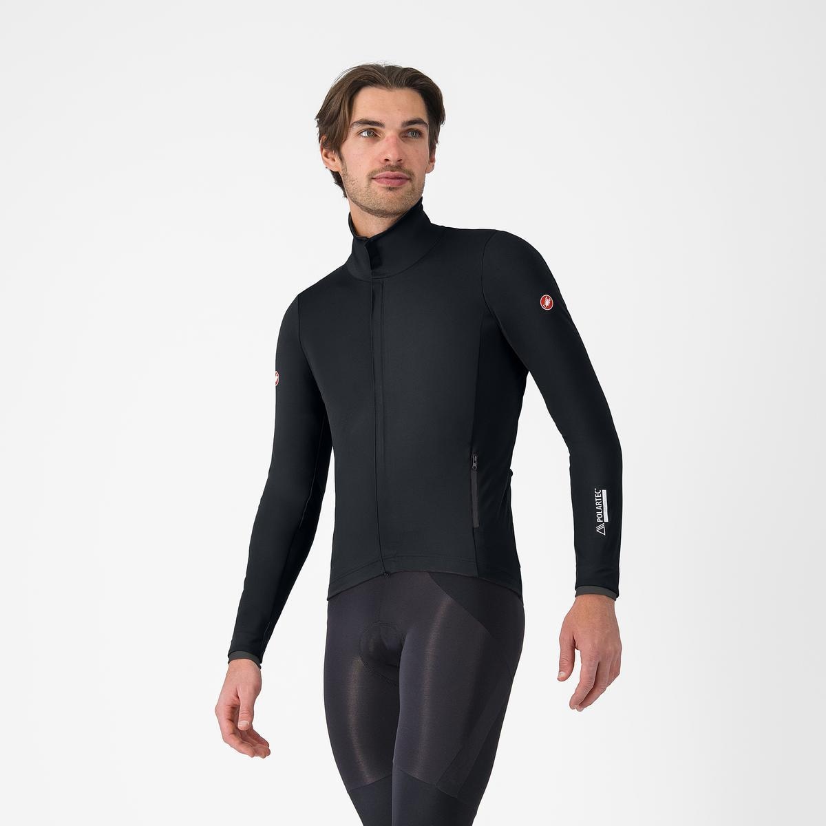 CASTELLI サイクルジャケット 上下+フード付きM ブラック CASTELLI】機能的な部分防風で冷風を防ぐ！秋冬に人気の