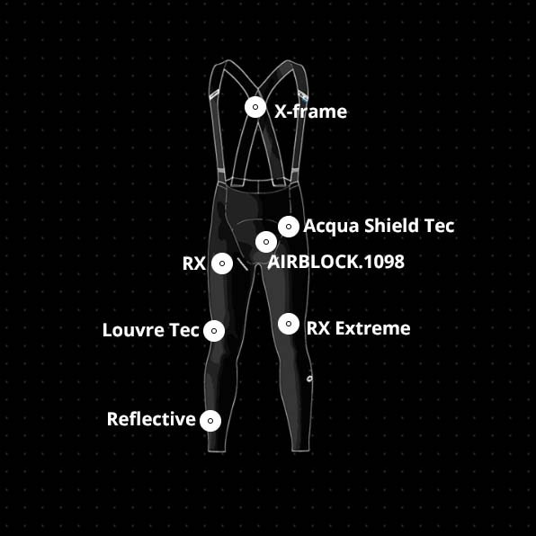 【良品】アソス “EQUIPE R” 冬用ビブタイツ 大腿部2重構造 / S EQUIPE R 