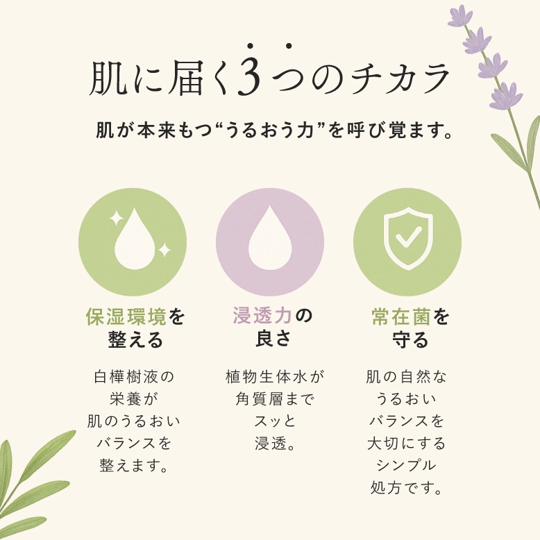 ぴゅあ白樺すはだ水 ラベンダー （100ml）