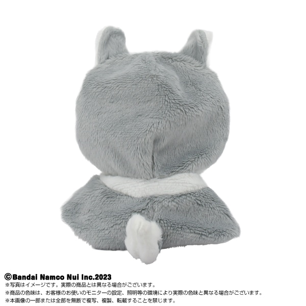 グレーのリボン付きぬいぐるみ 順次発送※【Chibiぬいのでこれーしょん】ポンチョ オオカミグレー