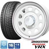 200系ハイエース スタッドレス タイヤ 4本セット デイトナ 16インチ ホワイト レッド＆ブルー ライン ブリザック VRX 215/65R16 タイヤホイールセット|タイヤ・ホイールセット|タイ