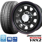 200系ハイエース スタッドレス タイヤ 4本セット デイトナ 16インチ ブラック レッド＆ブルー ライン ブリザック VRX2 215/65R16 タイヤホイールセット|タイヤ・ホイールセット|タ