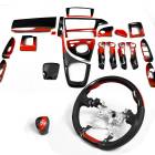 HELIOS ZVW30系 プリウス インテリアパネル ガングリップステアリング シフトノブ 3点セット レッド×ブラック 内装 カスタムパーツ トヨタ 30プリウス ZVW35