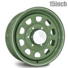 15インチ デイトナホイール 4本セット 【15×6.5J+38 6H PCD139.7】 アーミーグリーン 200系ハイエース 等 スチールホイール|15インチ|ホイール