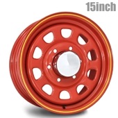 15インチ デイトナホイール 4本セット 【15×6.5J+38 6H PCD139.7】 レッド 200系ハイエース 等 スチールホイール|15インチ|ホイール