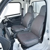 サンバートラック グランドキャブ S500J S510J 前期 シートカバー ダイヤカット ステッチレッド PVCブラックレザー キルティング 左右セット 新品 軽トラ スバル S500系 内装 カス