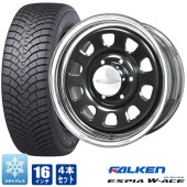 200系ハイエース スタッドレス タイヤ 4本セット デイトナ 16インチ ブラック クロームリム ファルケン エスピア W-ICE 205/60R16 92H タイヤホイールセット|タイヤ・ホイール