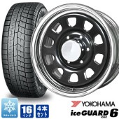 デイトナ 16インチ ブラック メッキリム ヨコハマ アイスガード6 iceGUARD 6 IG60 215/65R16 98Q 200系ハイエース 4本セット タイヤホイールセット|タイヤ・ホイール