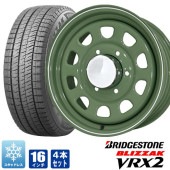 200系ハイエース スタッドレス タイヤ 4本セット デイトナ 16インチ アーミーグリーン ブリザック VRX2 215/65R16 BRIDGESTONE 6.5J +38 タイヤホイールセット|