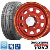 200系ハイエース スタッドレス タイヤ 4本セット デイトナ 16インチ レッド ブリザック VRX2 215/65R16 BRIDGESTONE 6.5J +38 赤 タイヤホイールセット|タイヤ