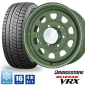 200系ハイエース スタッドレス タイヤ 4本セット デイトナ 16インチ アーミーグリーン ブリザック VRX 215/65R16 BRIDGESTONE 6.5J +38 タイヤホイールセット|タ