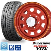 200系ハイエース スタッドレス タイヤ 4本セット デイトナ 16インチ レッド ブリザック VRX 215/65R16 BRIDGESTONE 6.5J +38 タイヤホイールセット|タイヤ・ホイ