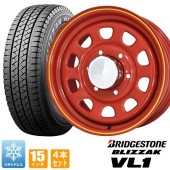 送料無料 200系ハイエース スタッドレス タイヤ 4本セット デイトナ 15インチ レッド ブリザック VL-1 195/80R15 LTタイヤ タイヤホイールセット|タイヤ・ホイールセット|タイヤ