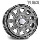 14インチ デイトナホイール 4本セット 【14×5.0J+42 4H PCD100 CB68】 ブラッククローム 軽トラ タント ムーヴ ハイゼット ワゴンR N-BOX 軽自動車 スチールホイール